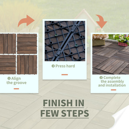 Interlocking Wood Deck Tiles — 27-Piece Set