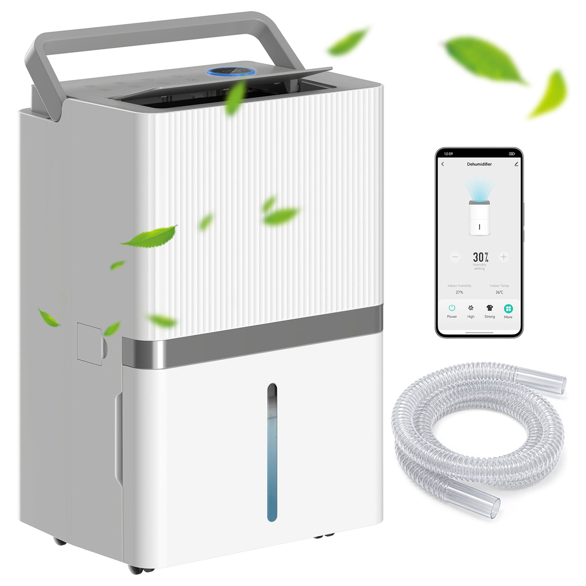 Deshumidificador inteligente WiFi de 100 pintas para grandes superficies