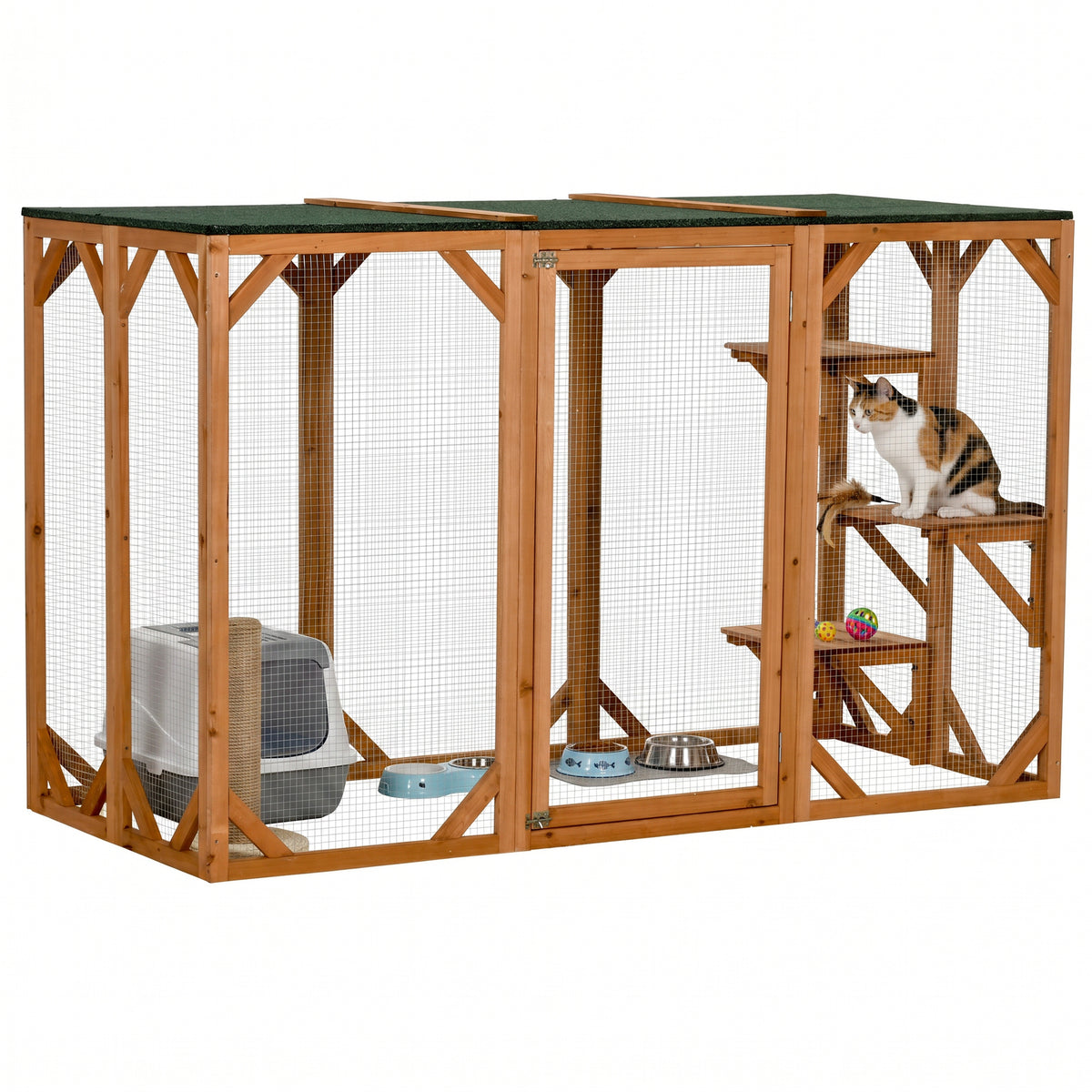 Recinto exterior para gatos de varios niveles de 180 cm