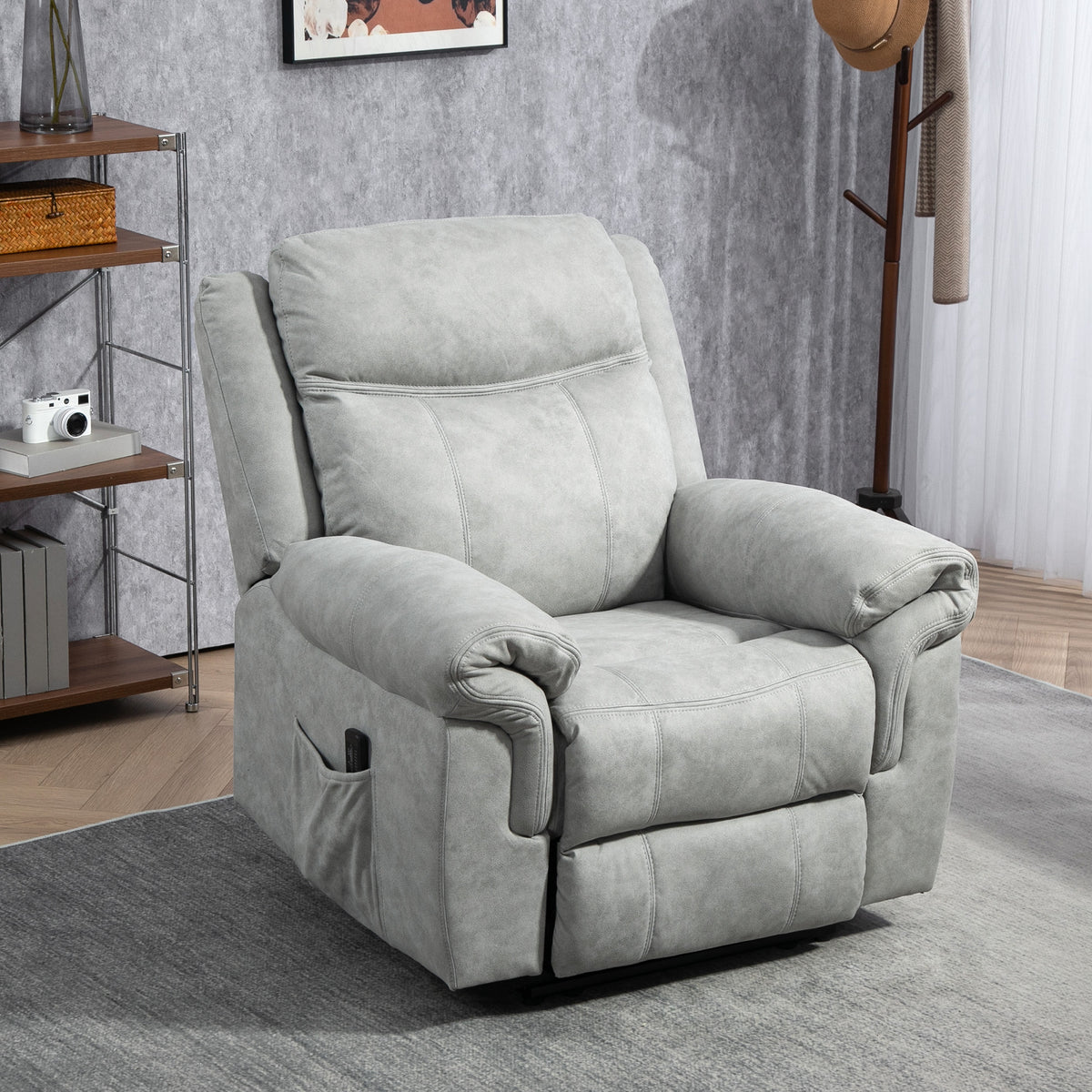 Manual Recliner Chair with Vibration Massage and Side Pockets