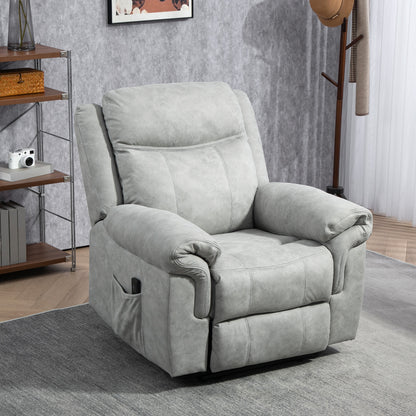 Manual Recliner Chair with Vibration Massage and Side Pockets