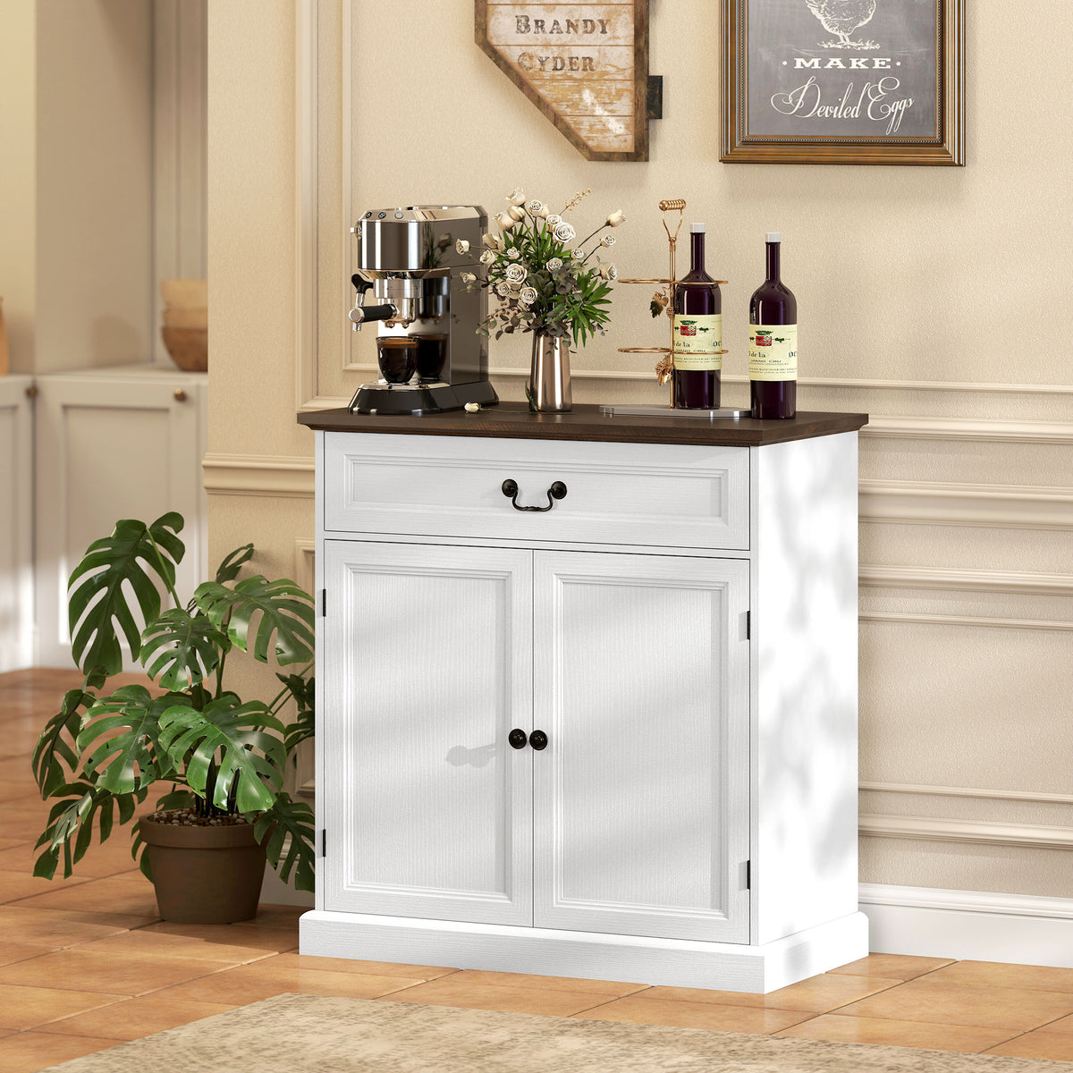 Farmhouse Engineered Wood Kitchen Buffet Cabinet