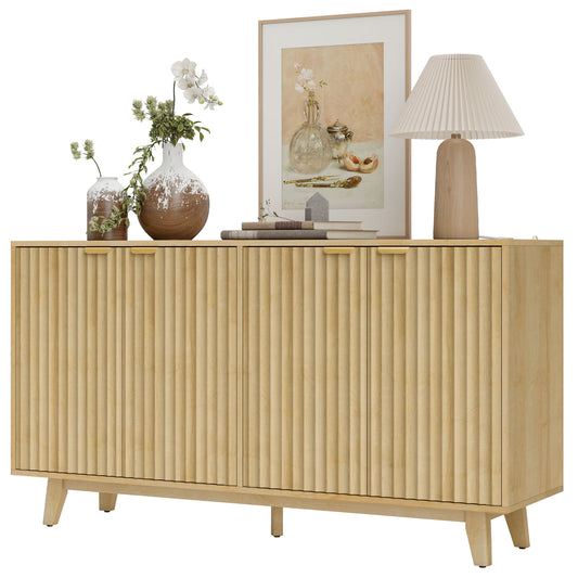 Fluted Sideboard Buffet Cabinet 140 x 40 x 76 cm