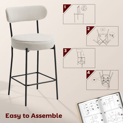 Upholstered Corduroy Bar Stools — Set of 2