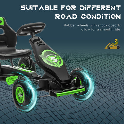 Kids Pedal Go Kart - Steel Frame with Hand Brake System