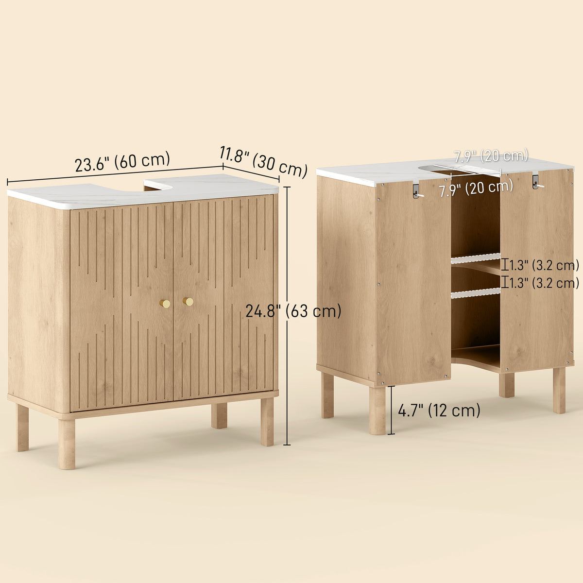 Meuble-lavabo sur pied avec portes rainurées — photo 3