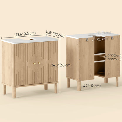 Meuble-lavabo sur pied avec portes rainurées — photo 3