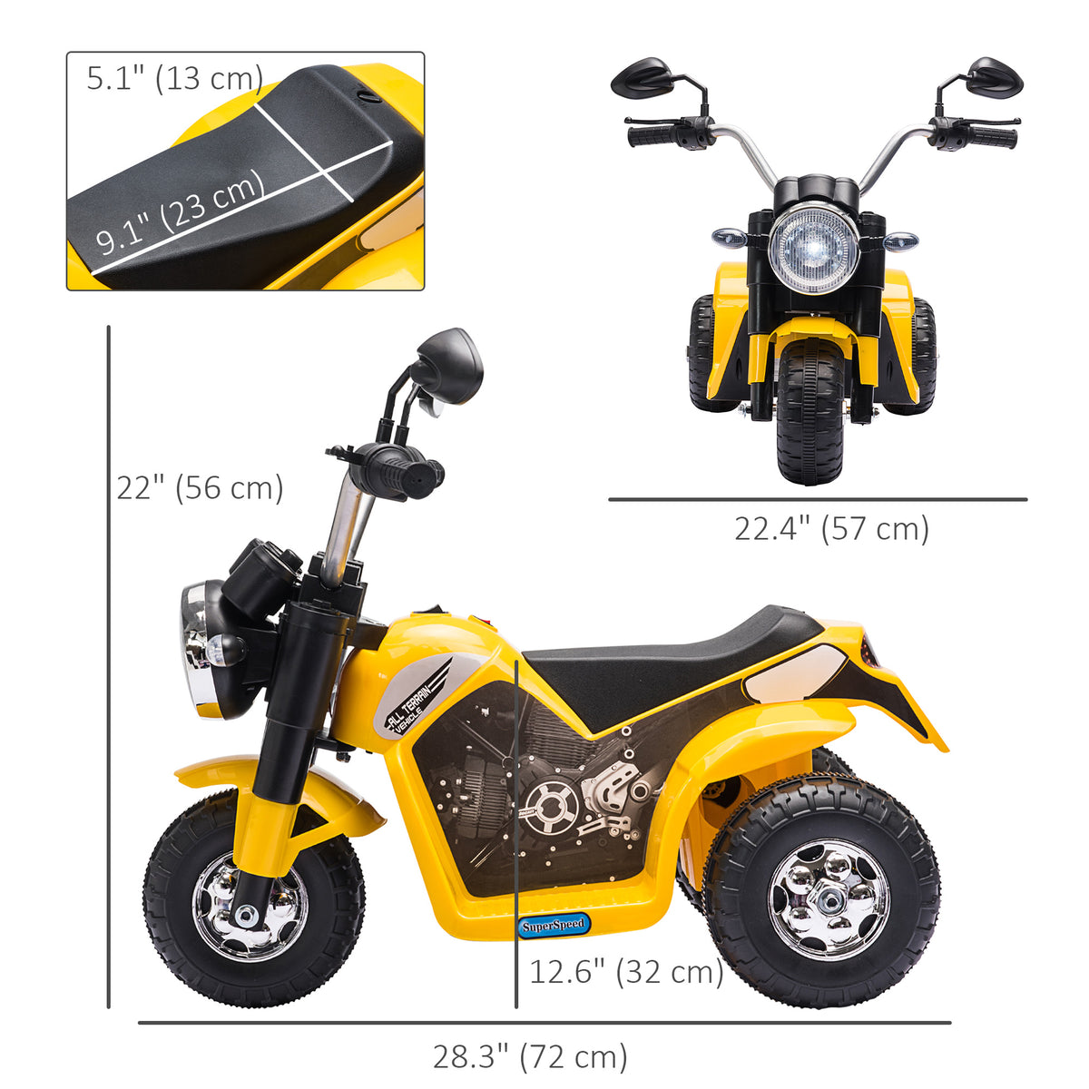 Kids Electric Dirt Bike 3-Wheel Ride-On 6V