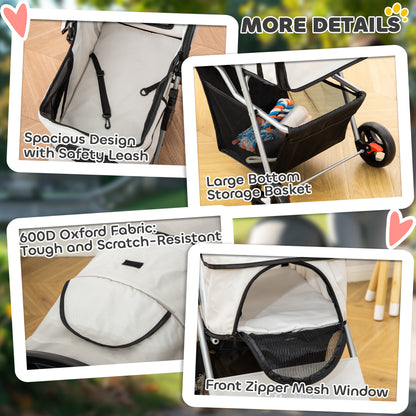Cochecito plegable para mascotas con frenos — gris
