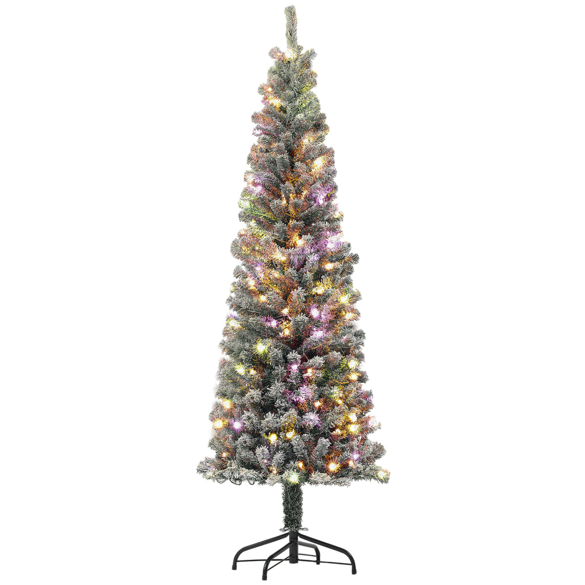 Árbol de Navidad tipo lápiz nevado LED bicolor con mando a distancia