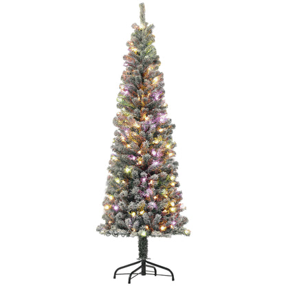 Árbol de Navidad tipo lápiz nevado LED bicolor con mando a distancia
