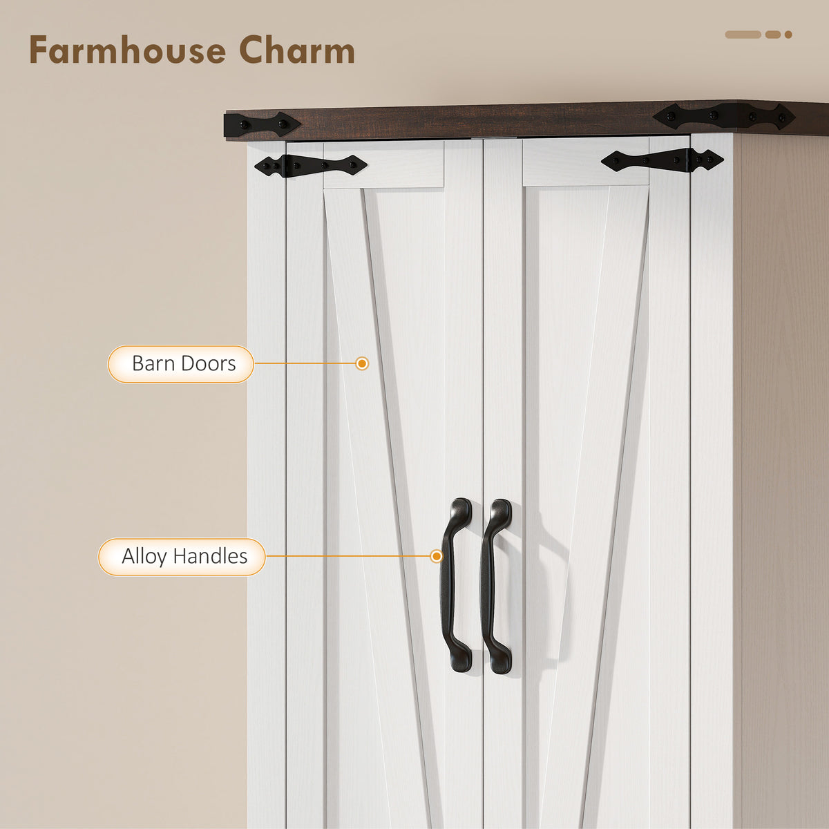 Freestanding farmhouse kitchen pantry storage cabinet 182 cm