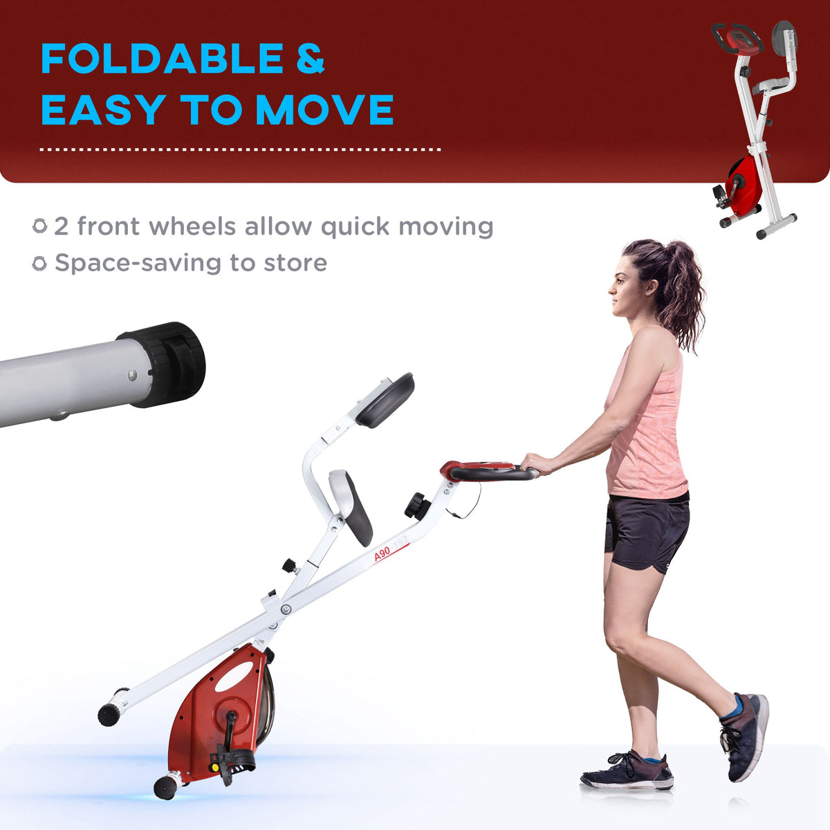 Foldable indoor stationary bike with magnetic resistance