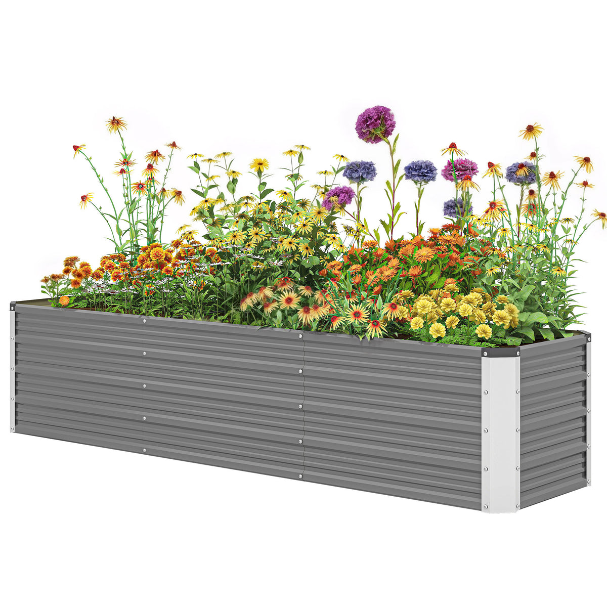 Galvanized Steel Raised Garden Bed 3-Section Planter