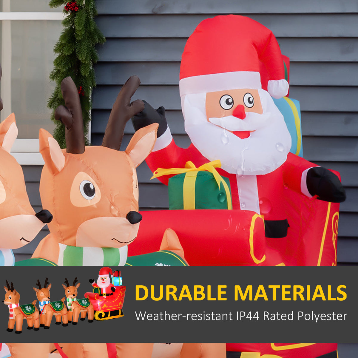 Christmas Inflatable Santa Claus Sleigh and Reindeer 240 cm