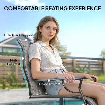 C Spring Patio Chairs High Backrest Set of 2