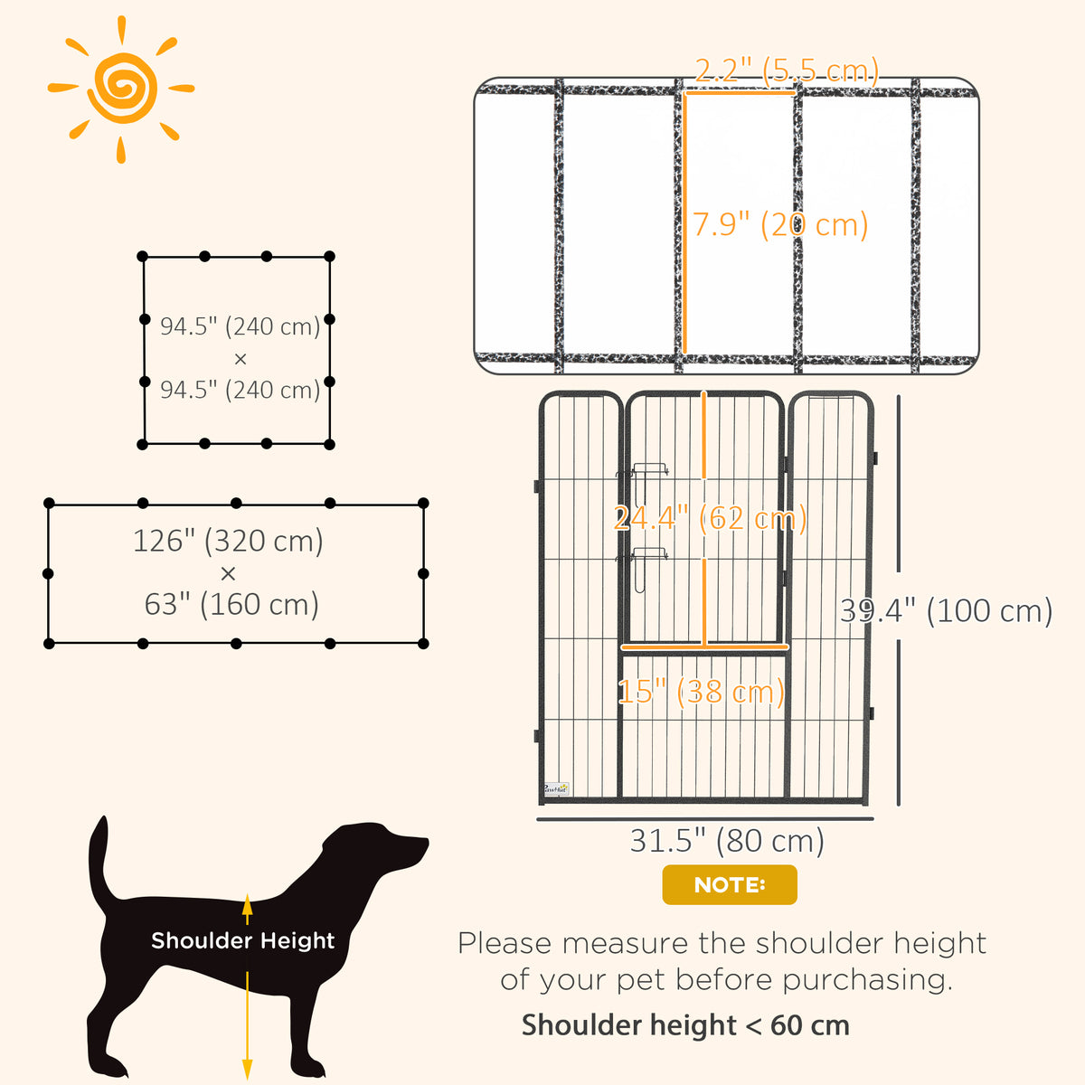 Dog Playpen 12 Panel with Gate 39 inches