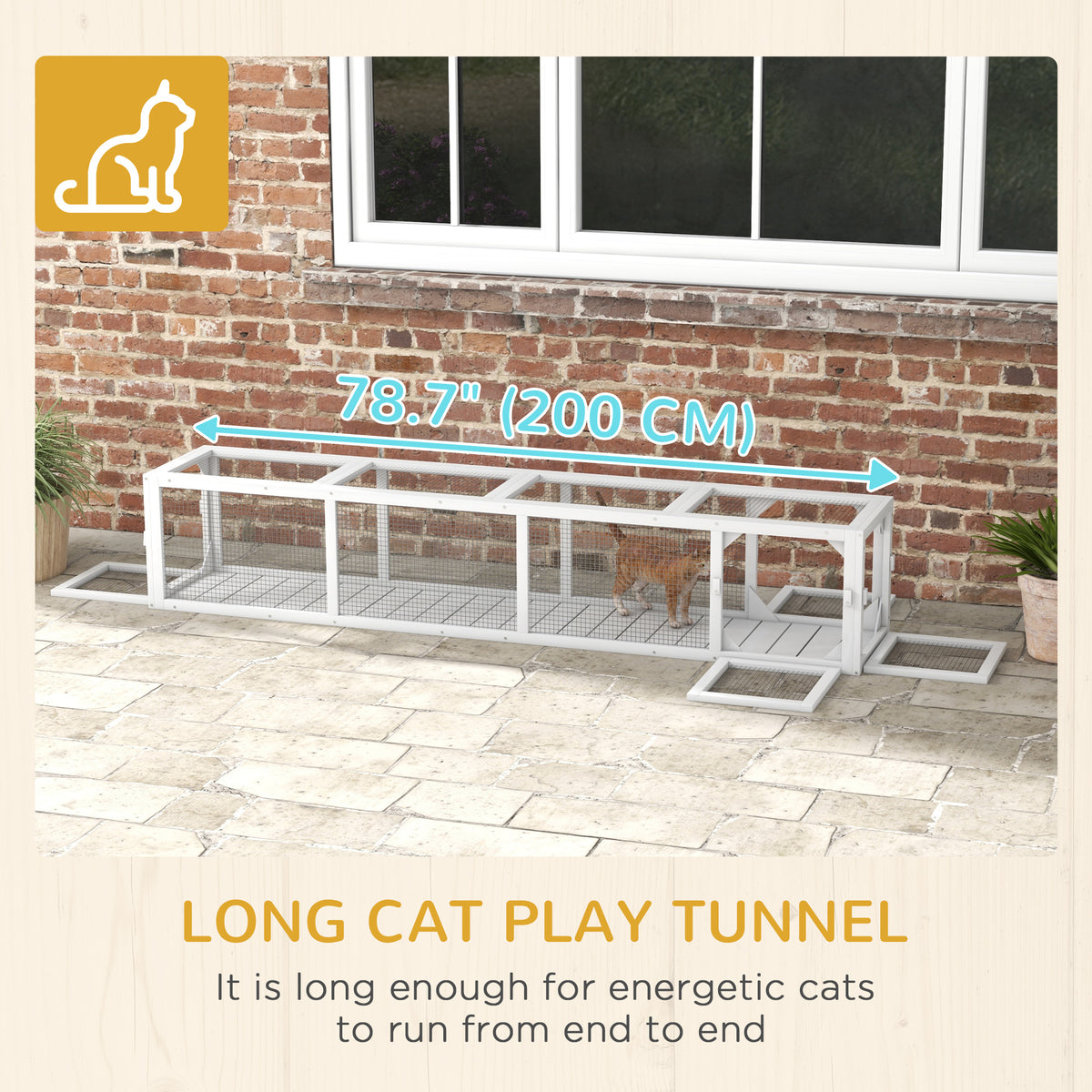 Cat tunnel extendable 79 inch L-shape outdoor enclosure
