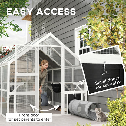 Outdoor cat enclosure wooden with canopy 56 sq ft