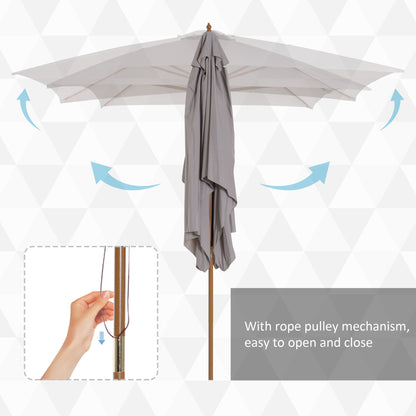 Rectangular Patio Umbrella Bamboo Ribs 7 x 10 ft