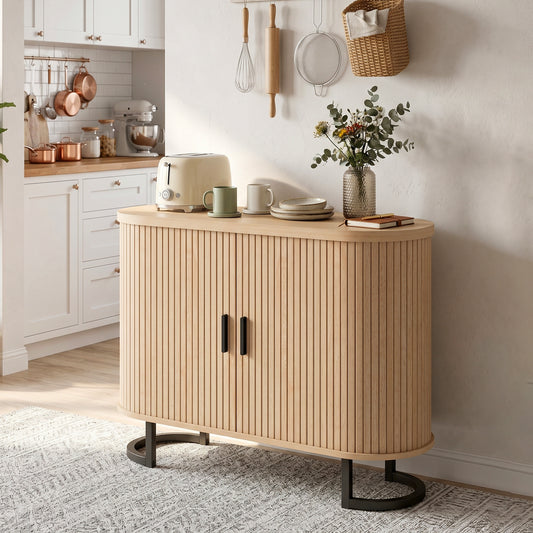 Sideboard buffet cabinet tambour doors