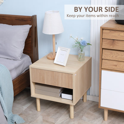 Bedside Table with Drawer and Open Shelf