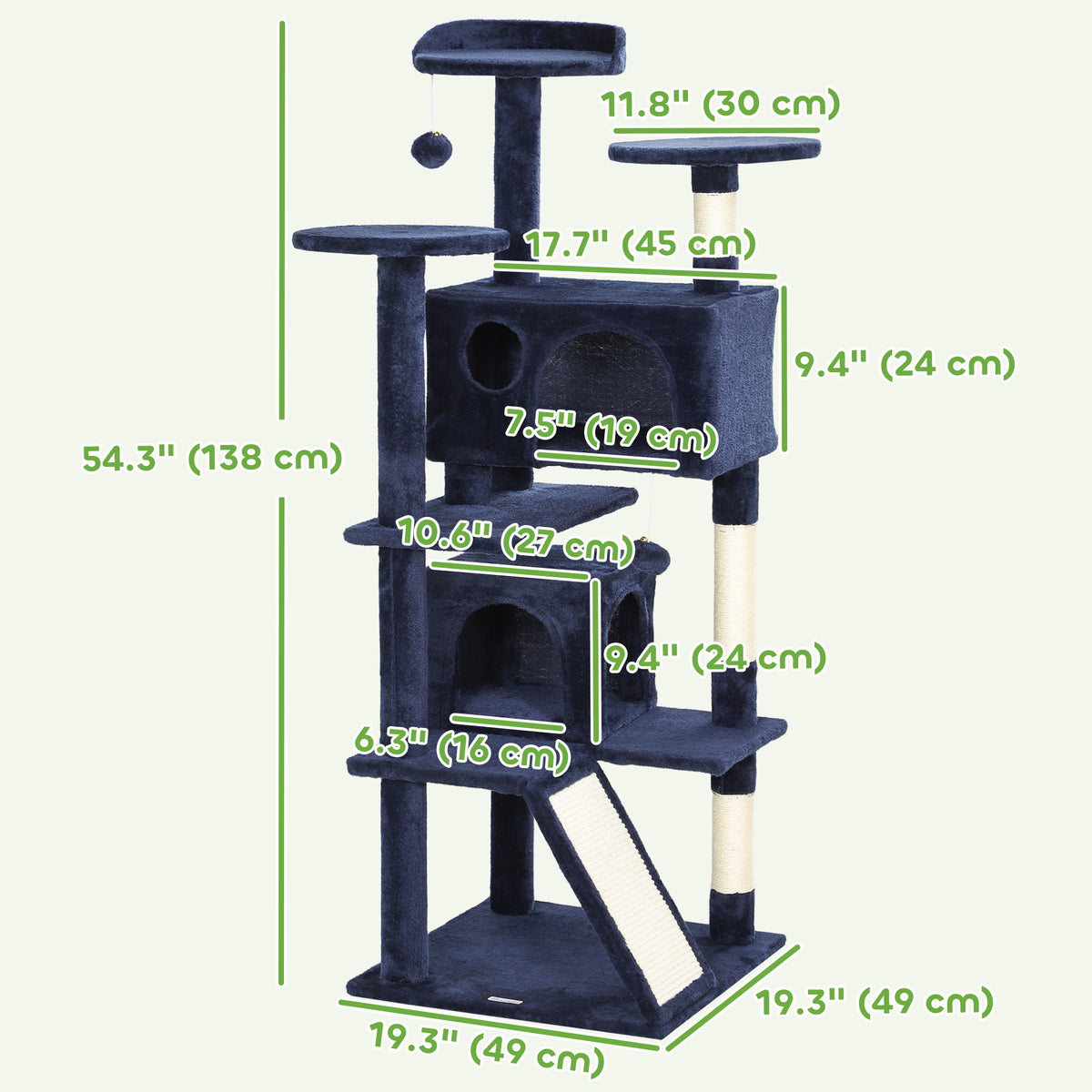 Árbol para gatos de varios niveles de madera de 138 cm