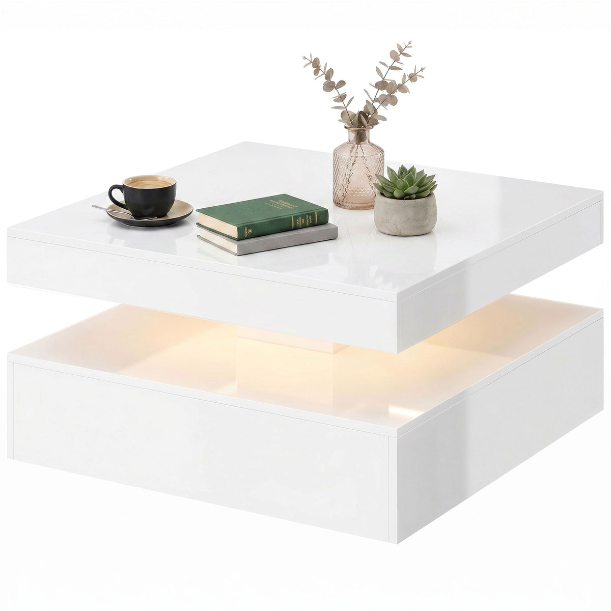 2-Tier LED Coffee Table High Gloss