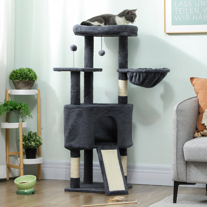 Multi-level cat tree with condo and hammock 47 inch