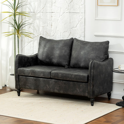 Loveseat Sofa PU Leather with Wood Legs