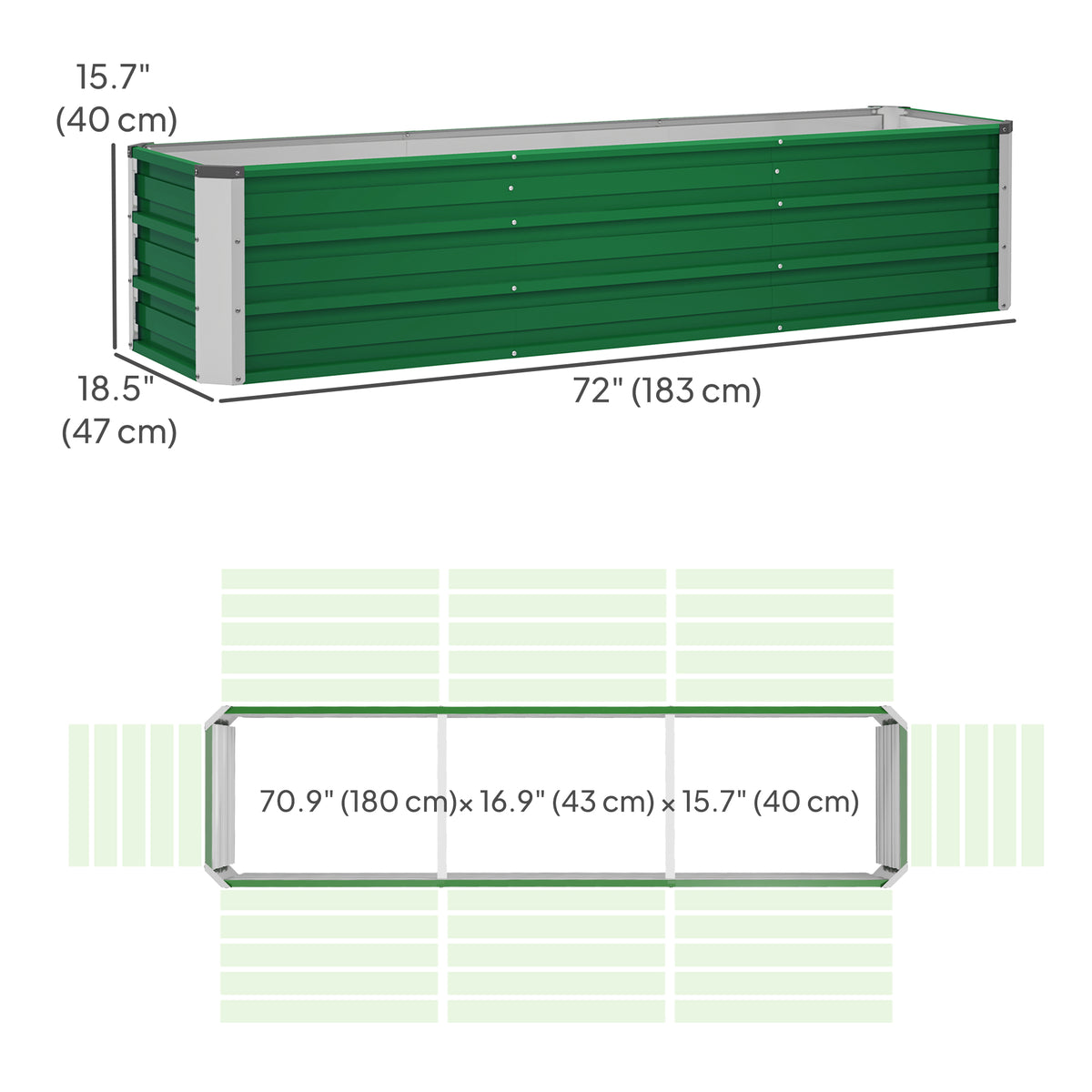 Galvanized Steel Raised Garden Bed 3-Section Planter