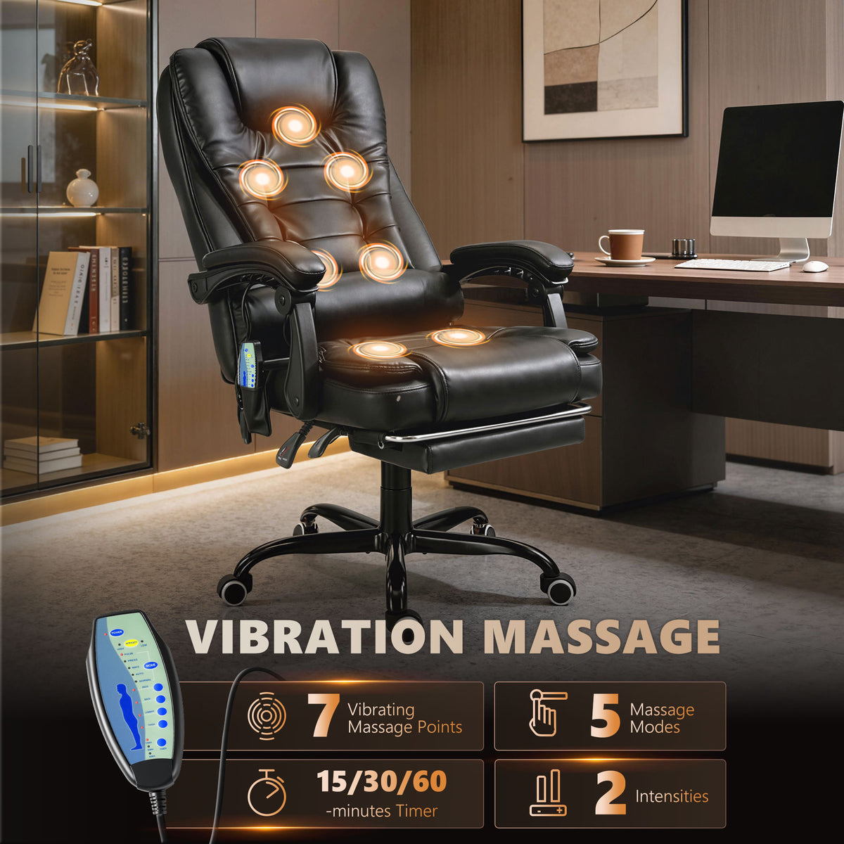 Silla de oficina de masaje reclinable con reposapiés