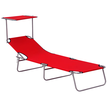 Folding Lounge Chair with Adjustable Sun Shade