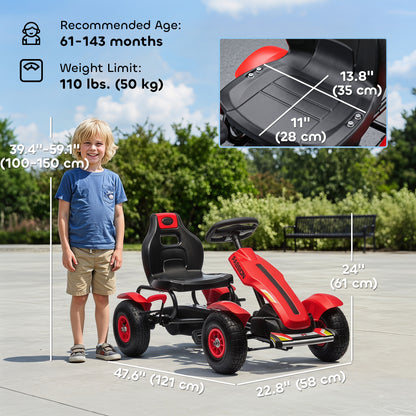 Pedal go kart for kids with handbrake