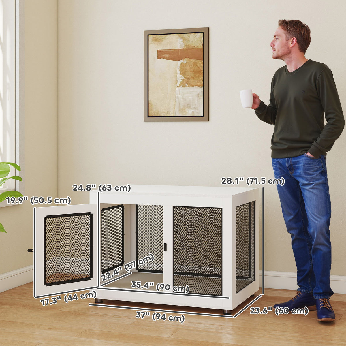 Dog Crate End Table Water-Resistant Cushion