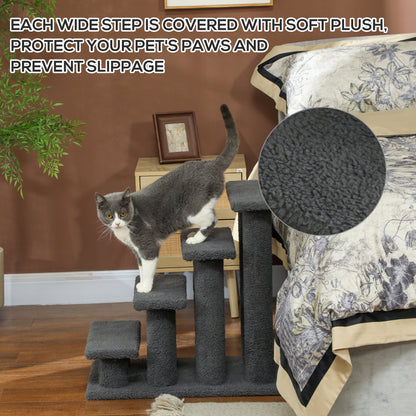 Cat Stairs 4-Step with Scratching Post — Dark Grey