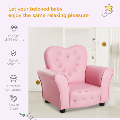 Kids tufted princess armchair toddler sofa 58.9 x 41.4 x 49 cm