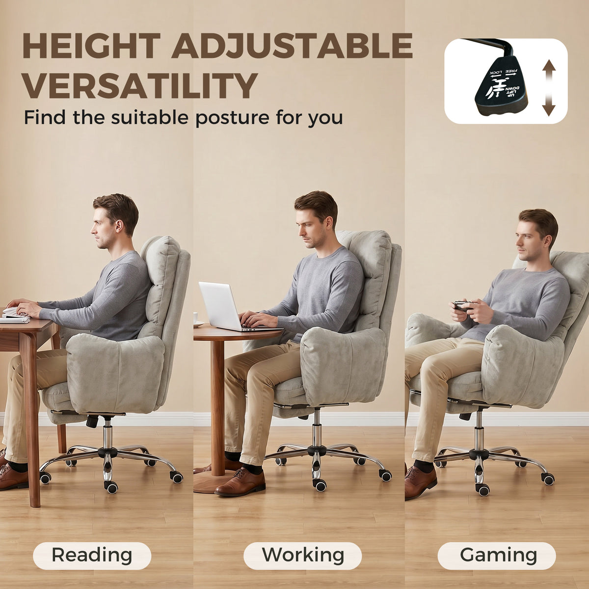 Chaise de bureau ergonomique inclinable avec repose-pieds — photo 7