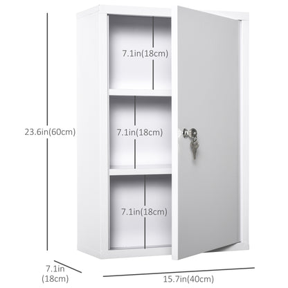 Wall Mount Medicine Cabinet 3 Tier Steel Lockable
