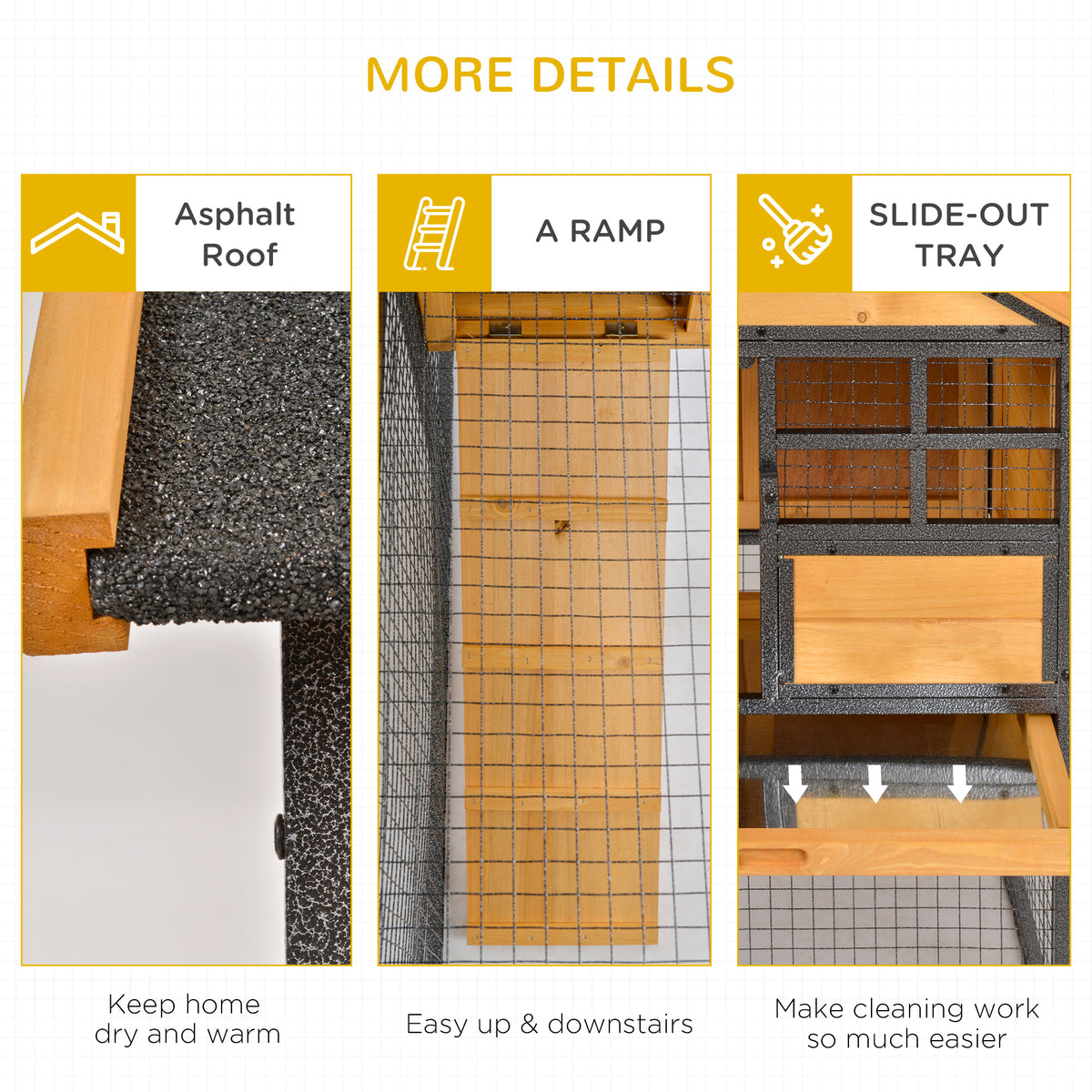 Outdoor Wooden Rabbit Hutch 48" — Yellow