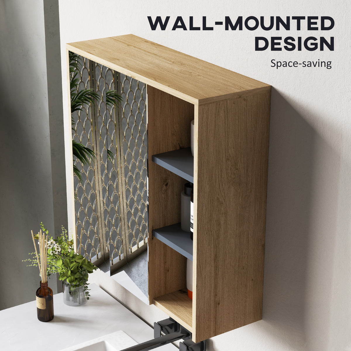 Wall mount medicine cabinet with mirror