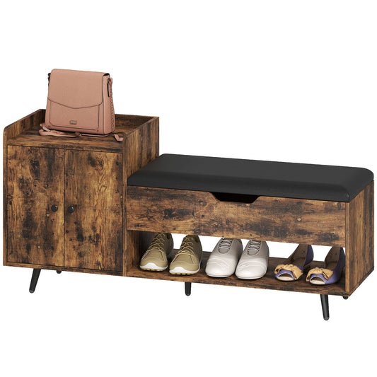 Industrial storage entryway bench
