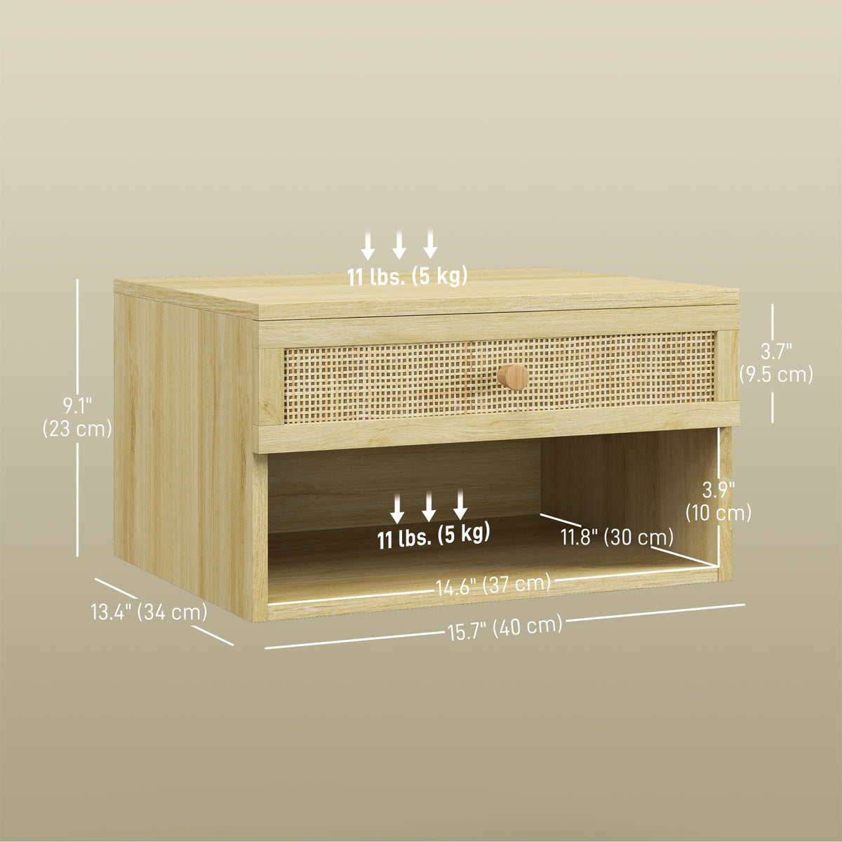 Mesita de noche de pared de madera estilo nórdico — Lote de 2