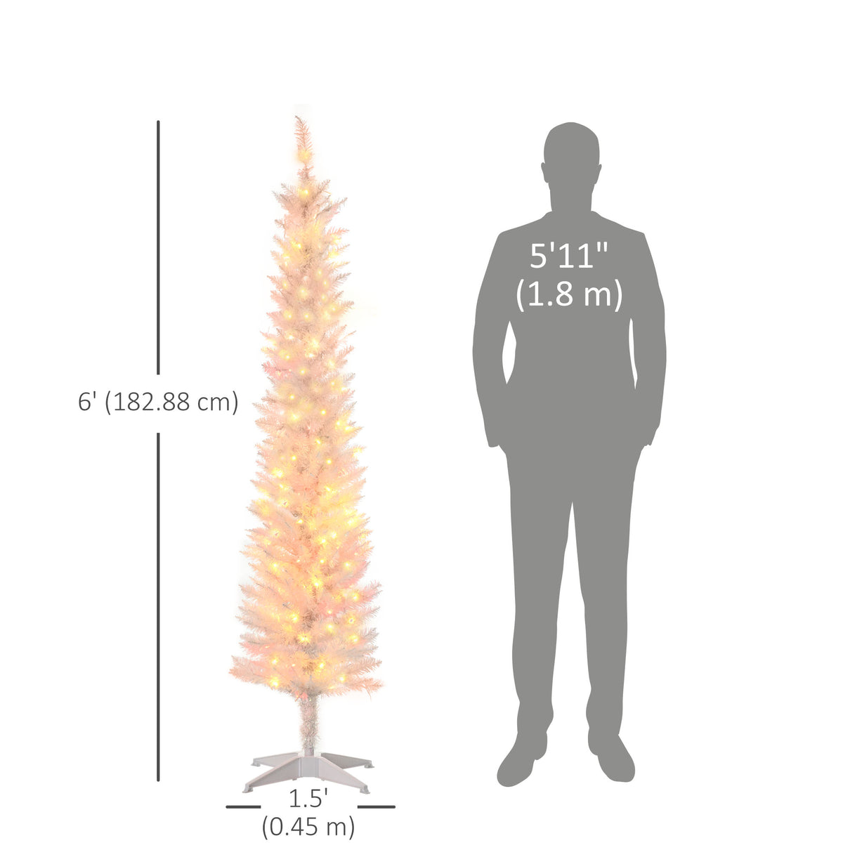 Prelit Pencil Artificial Christmas Tree LED Lights