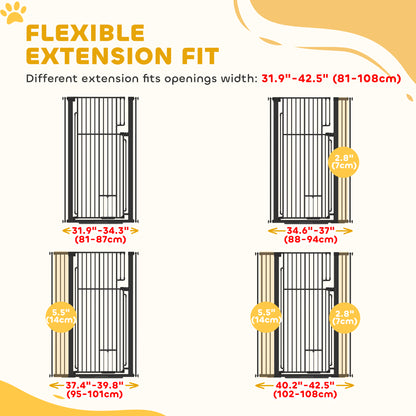 Dog Gate 53.1" Tall with Built-in Cat Door
