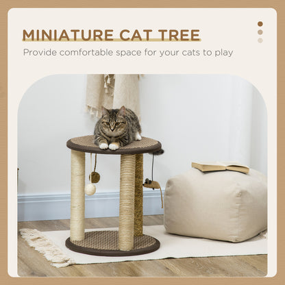 Árbol para gatos compacto con juguetes colgantes