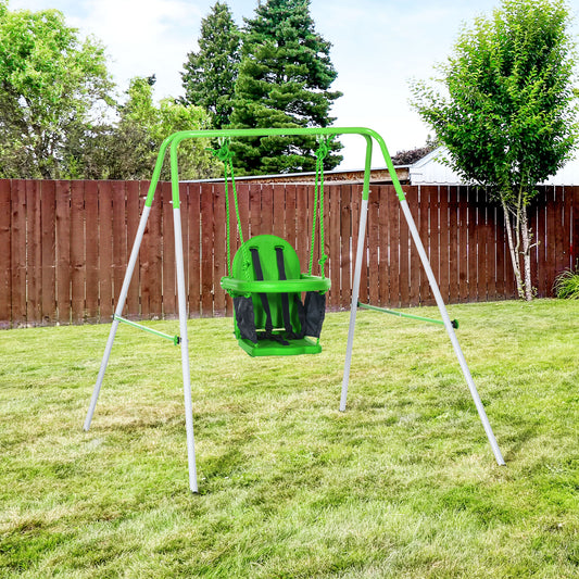 Outdoor infant and toddler swing set