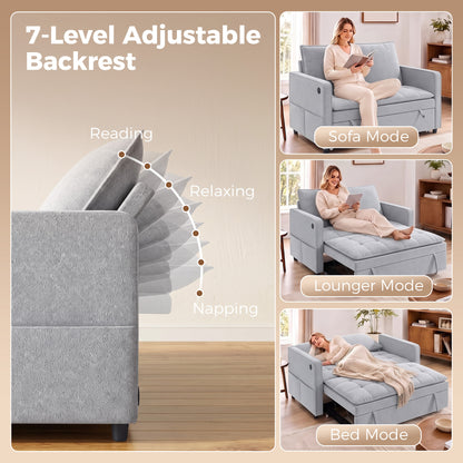 Velvet Convertible Sofa Bed with USB Ports