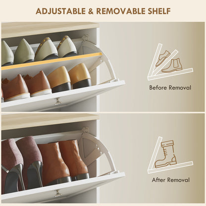 Shoe Cabinet 3 Flip Drawers Adjustable Shelves, 12-18 Pairs