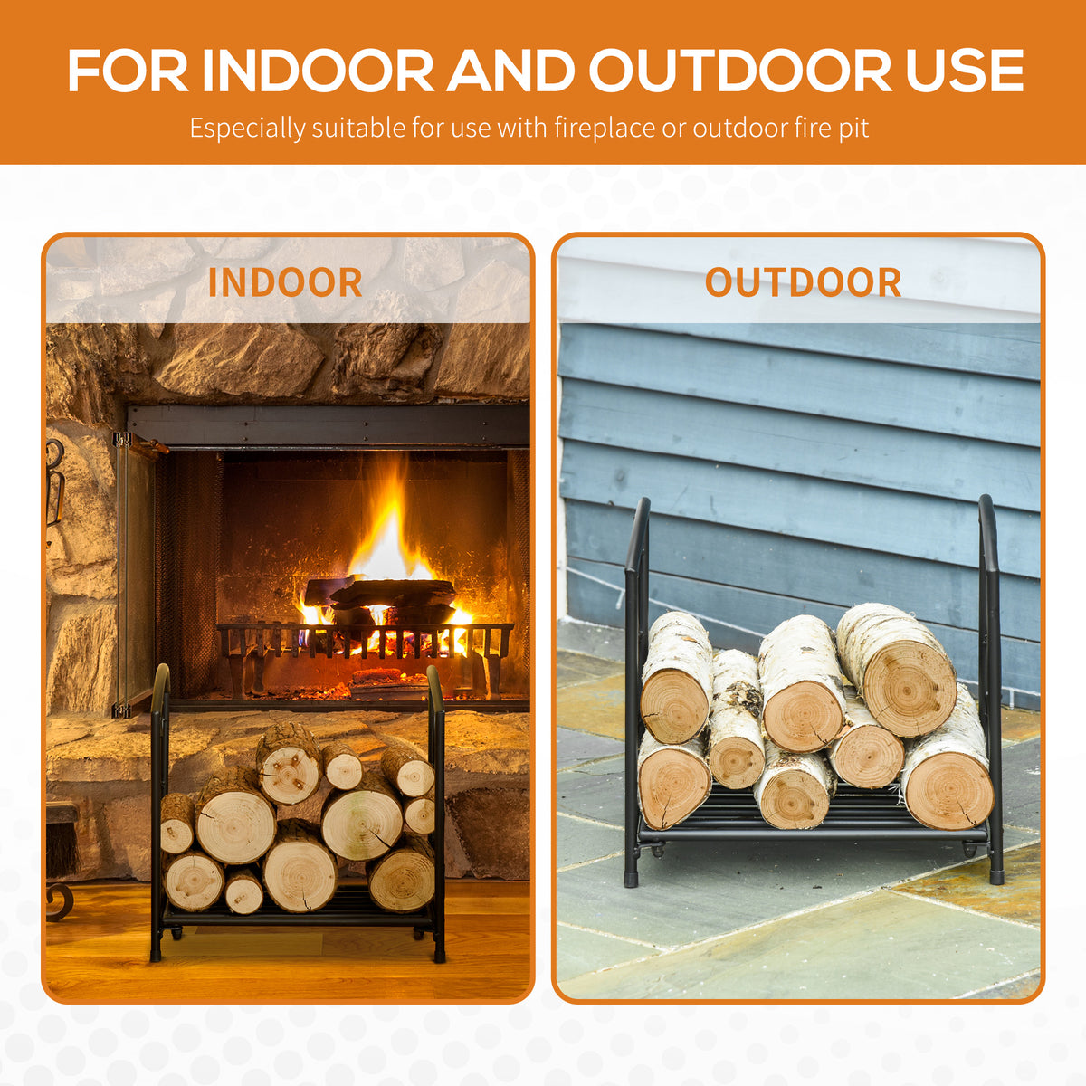 Heavy-duty metal fireplace log holder